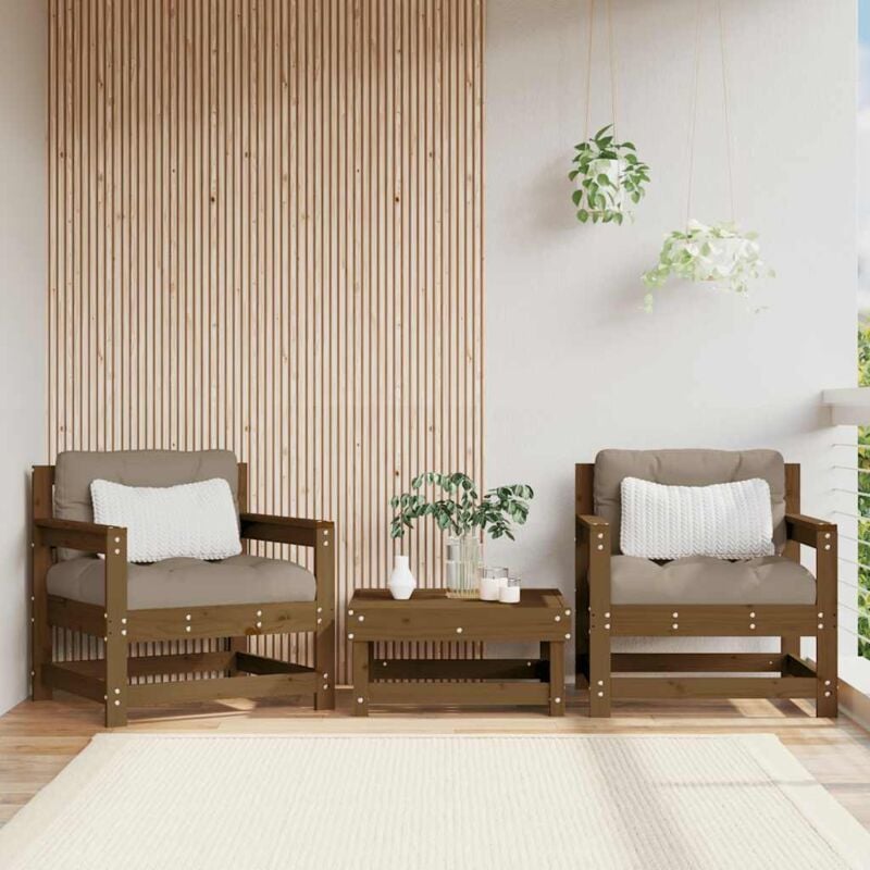 foto del prodotto sedie da giardino con cuscini 2pz legno massello di pino ambra