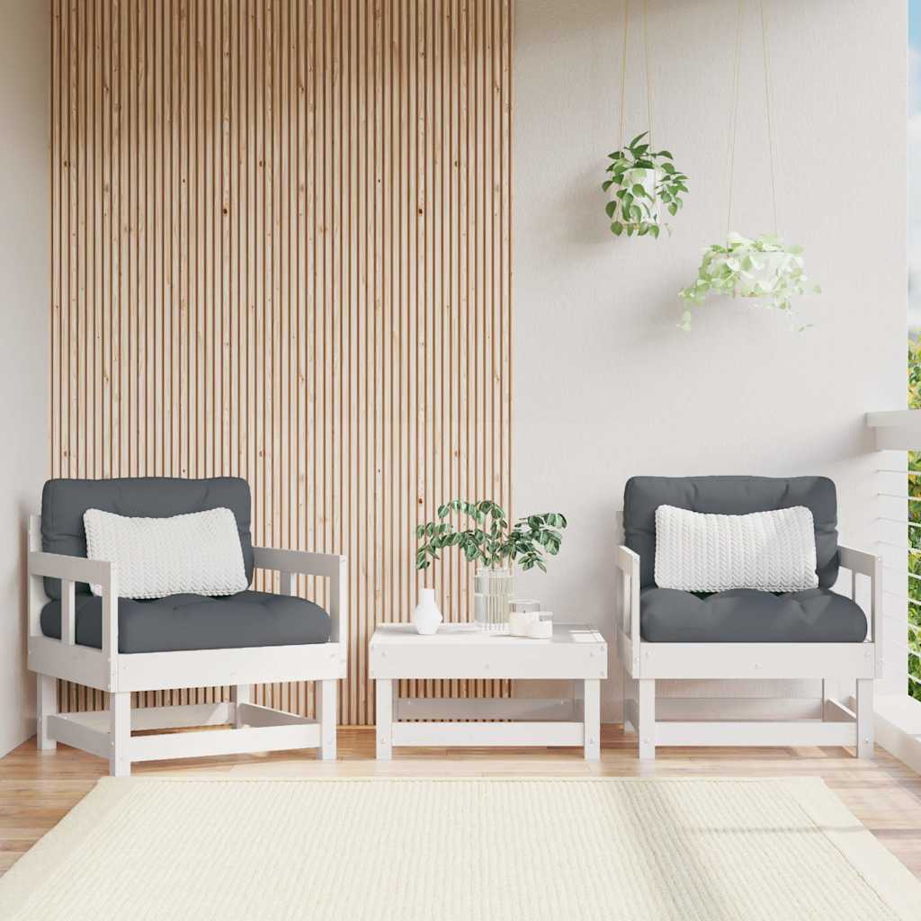 foto del prodotto sedie da giardino con cuscini 2pz legno massello di pino biancocod mxl 80318