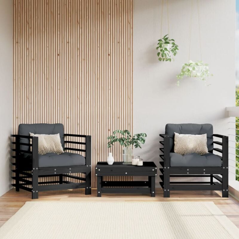 foto del prodotto sedie da giardino con cuscini 2pz legno massello di pino nero vidaxl