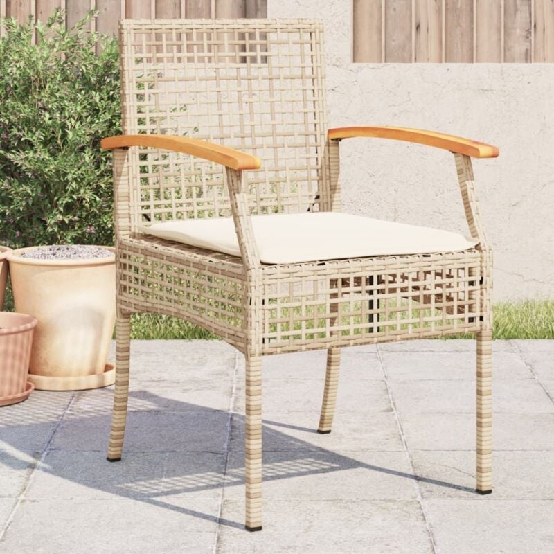 foto del prodotto sedie da giardino con cuscini 4 pz beige in polyrattan e acacia vidaxl