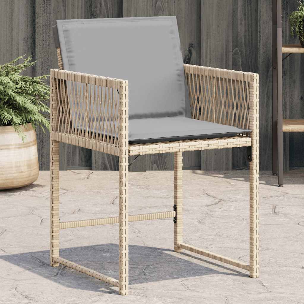 foto del prodotto sedie da giardino con cuscini 4 pz beige misto in polyrattan