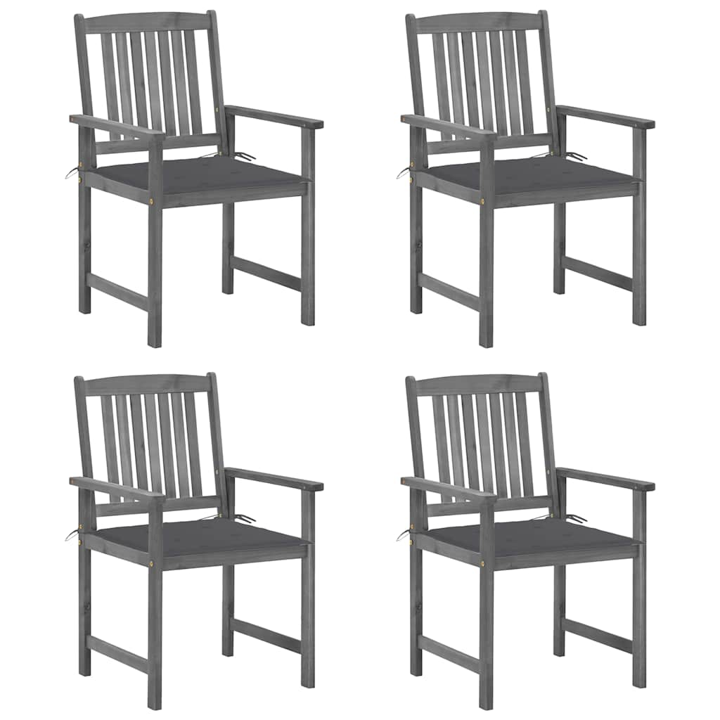 foto del prodotto sedie da giardino con cuscini 4 pz in massello di acacia grigio cod mxl 23646