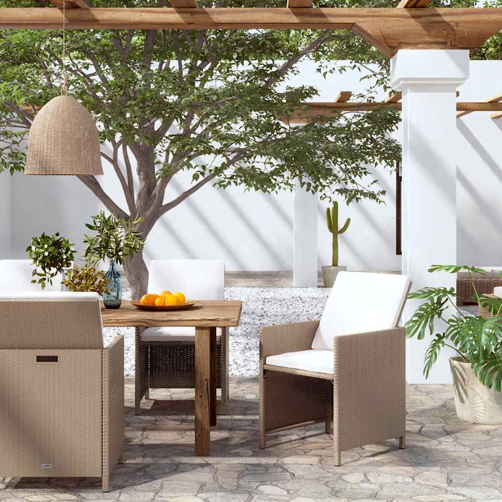 foto del prodotto sedie da giardino con cuscini 4 pz in polyrattan beige cod mxl 19480