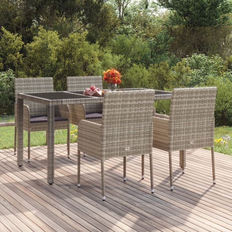 foto del prodotto sedie da giardino con cuscini 4 pz in polyrattan grigie