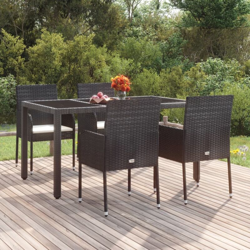 foto del prodotto sedie da giardino con cuscini 4 pz in polyrattan nere