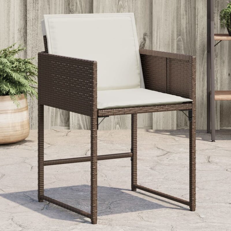 foto del prodotto sedie da giardino con cuscini 4 pz marroni in polyrattan vidaxl