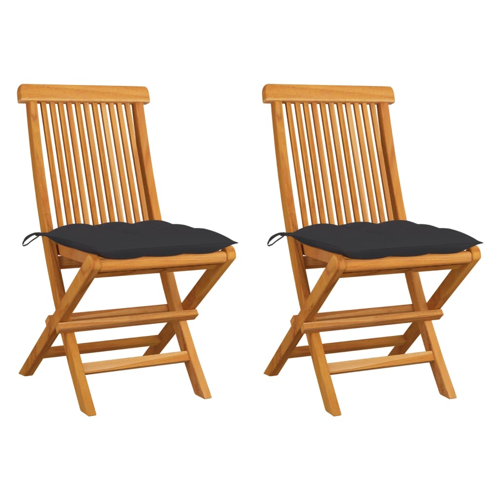 foto del prodotto sedie da giardino con cuscini antracite 2 pz massello di teak cod mxl 51639