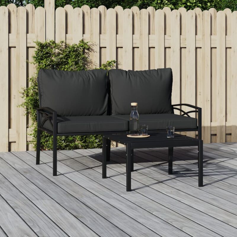 foto del prodotto sedie da giardino con cuscini grigi 2pz 62x75x79 cm acciaio vidaxl