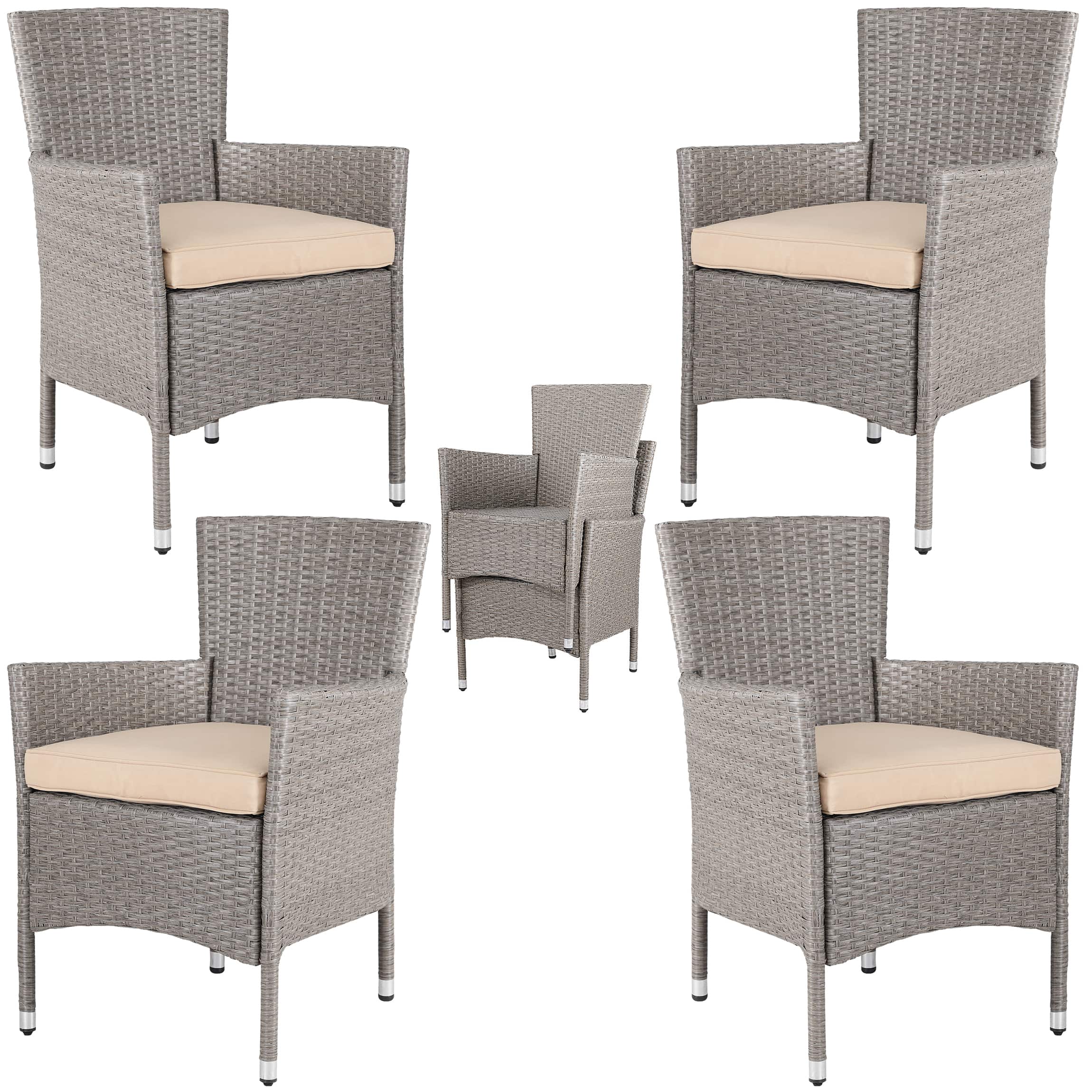 foto del prodotto sedie da giardino impilabile set da 4 beige crema