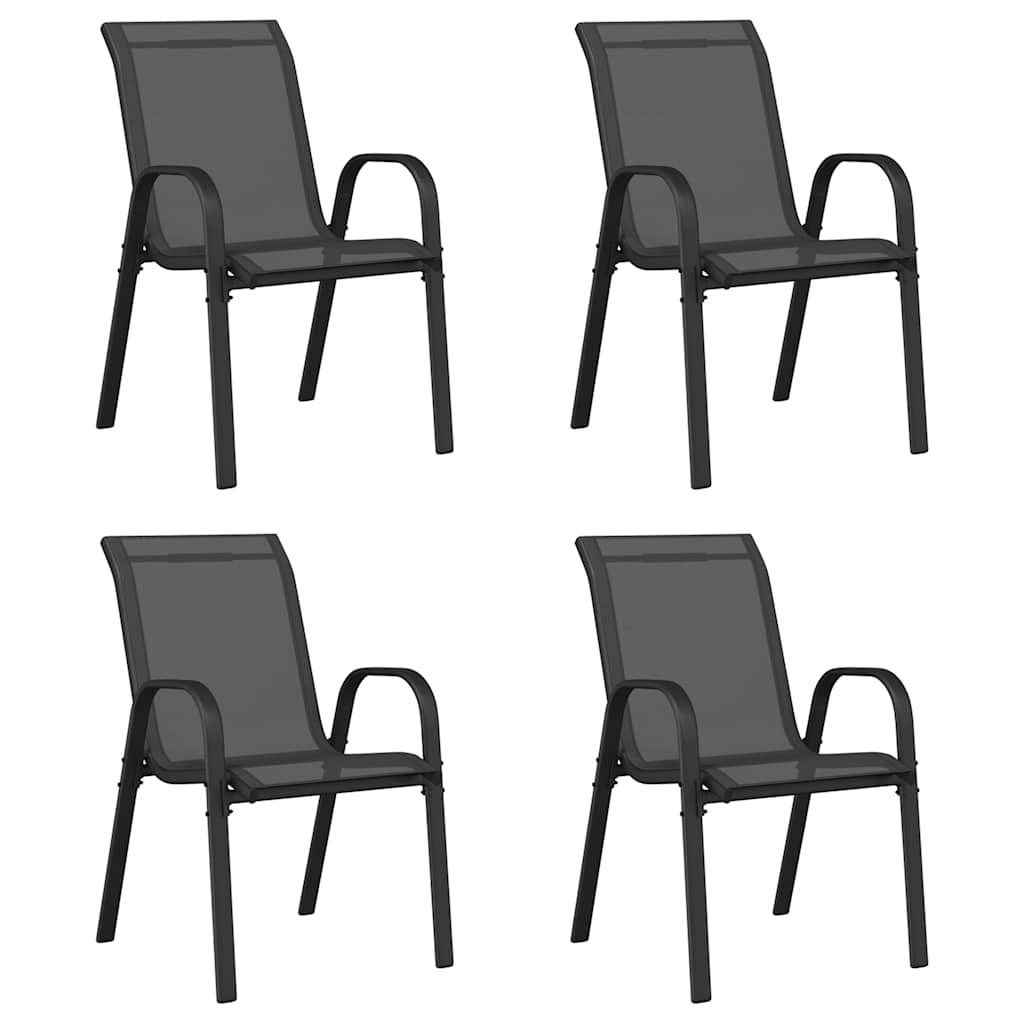 foto del prodotto sedie da giardino impilabili 4 pz in tessuto textilene nero