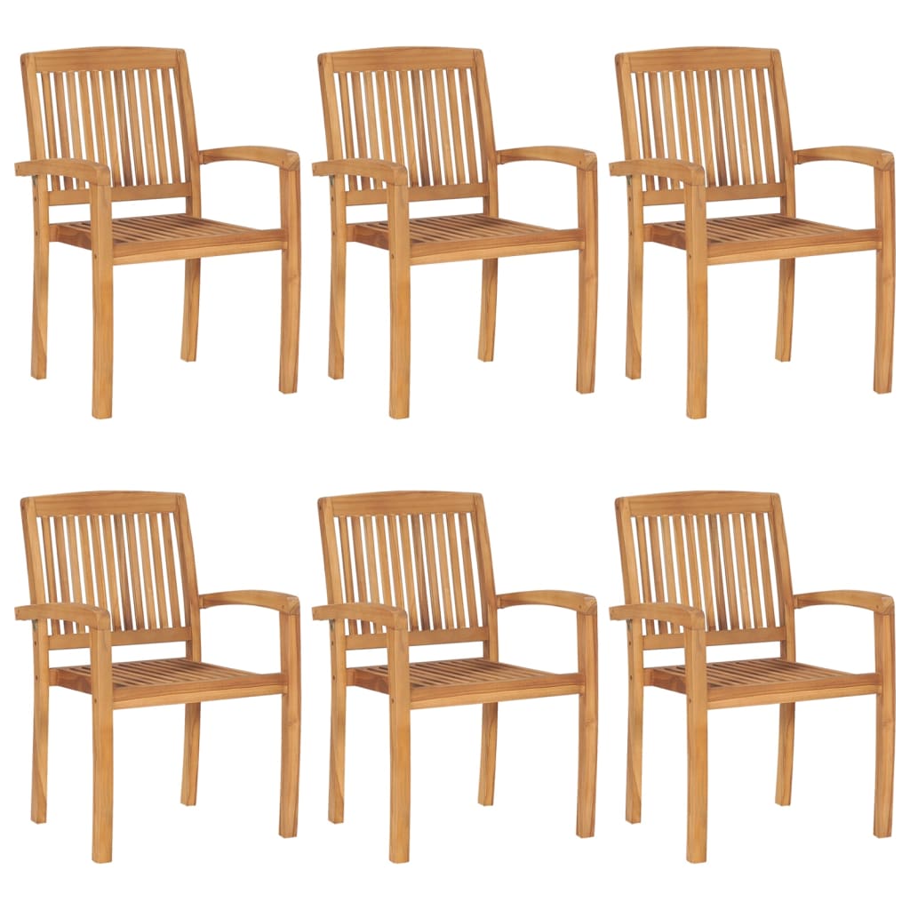 foto del prodotto sedie da giardino impilabili 6 pz in legno massello di teak