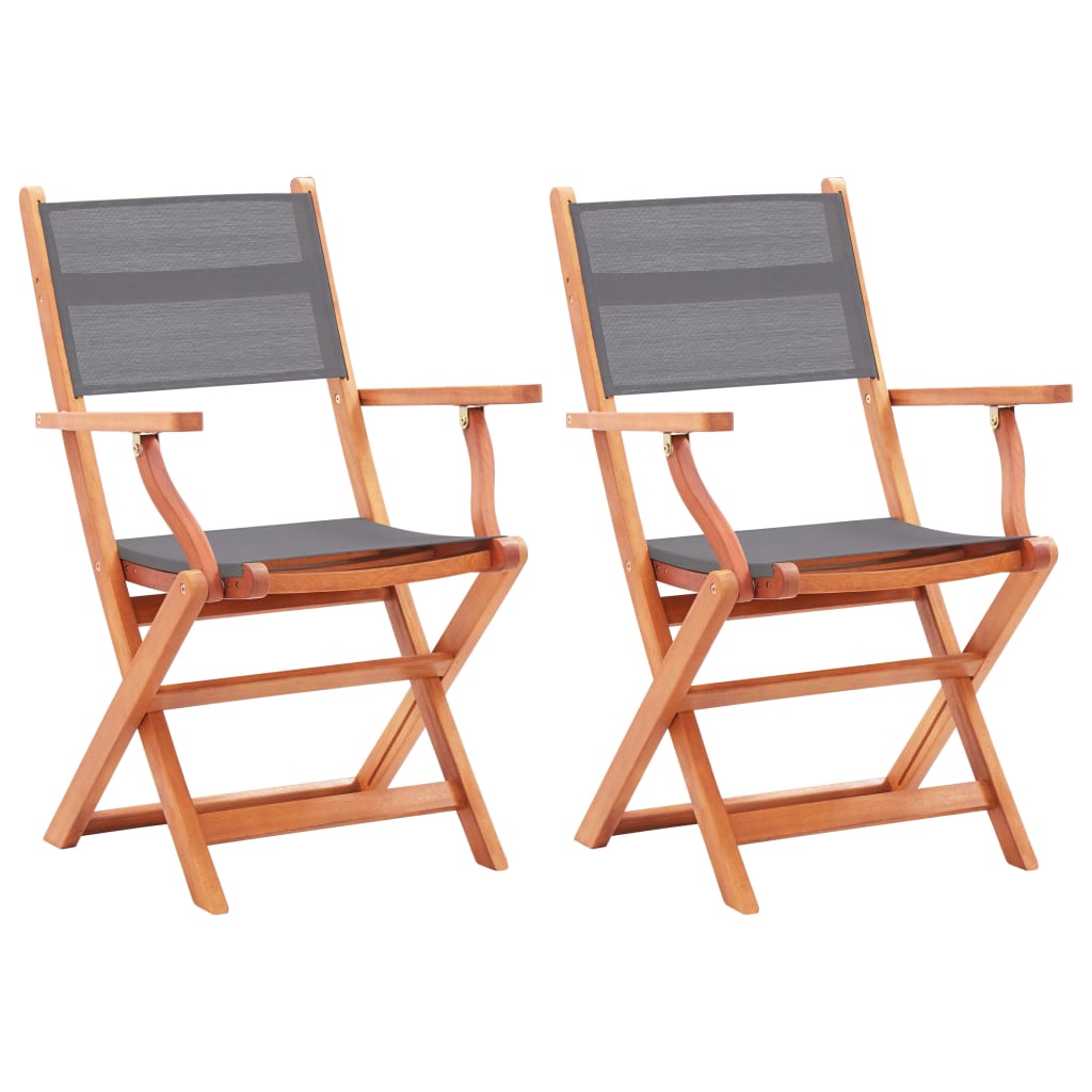 foto del prodotto sedie da giardino pieghevoli 2 pz grigio eucalipto e textilene cod mxl 5771