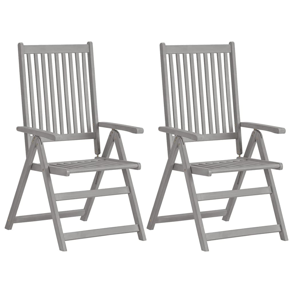 foto del prodotto sedie da giardino pieghevoli 2 pz grigio in massello d 39 acacia cod mxl 15348