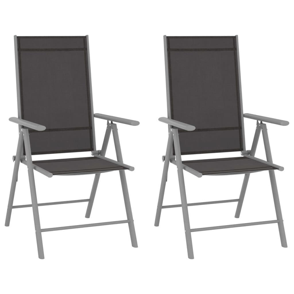foto del prodotto sedie da giardino pieghevoli 2 pz in textilene nere cod mxl 5804