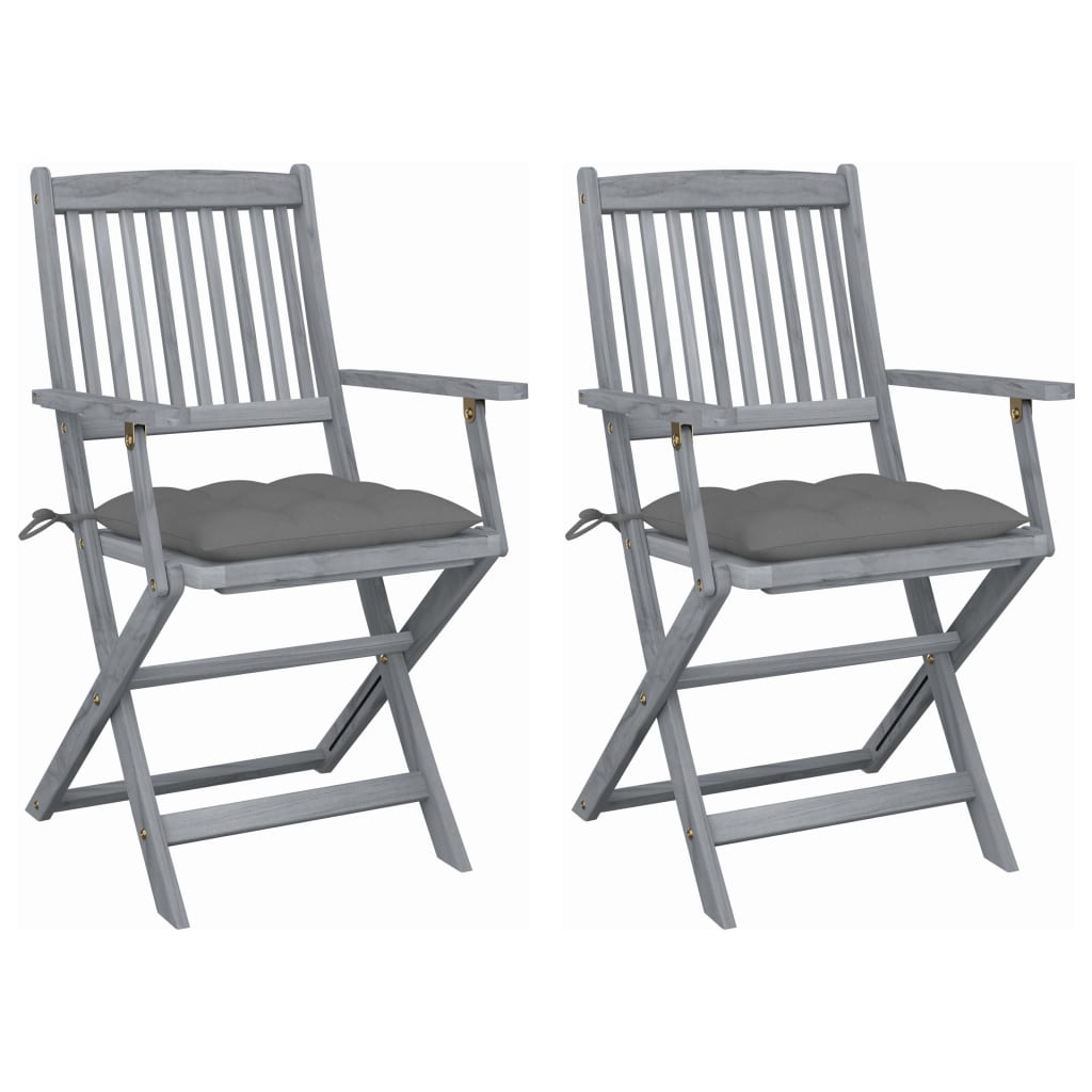 foto del prodotto sedie da giardino pieghevoli 2pz con cuscini in massello acacia cod mxl 45474