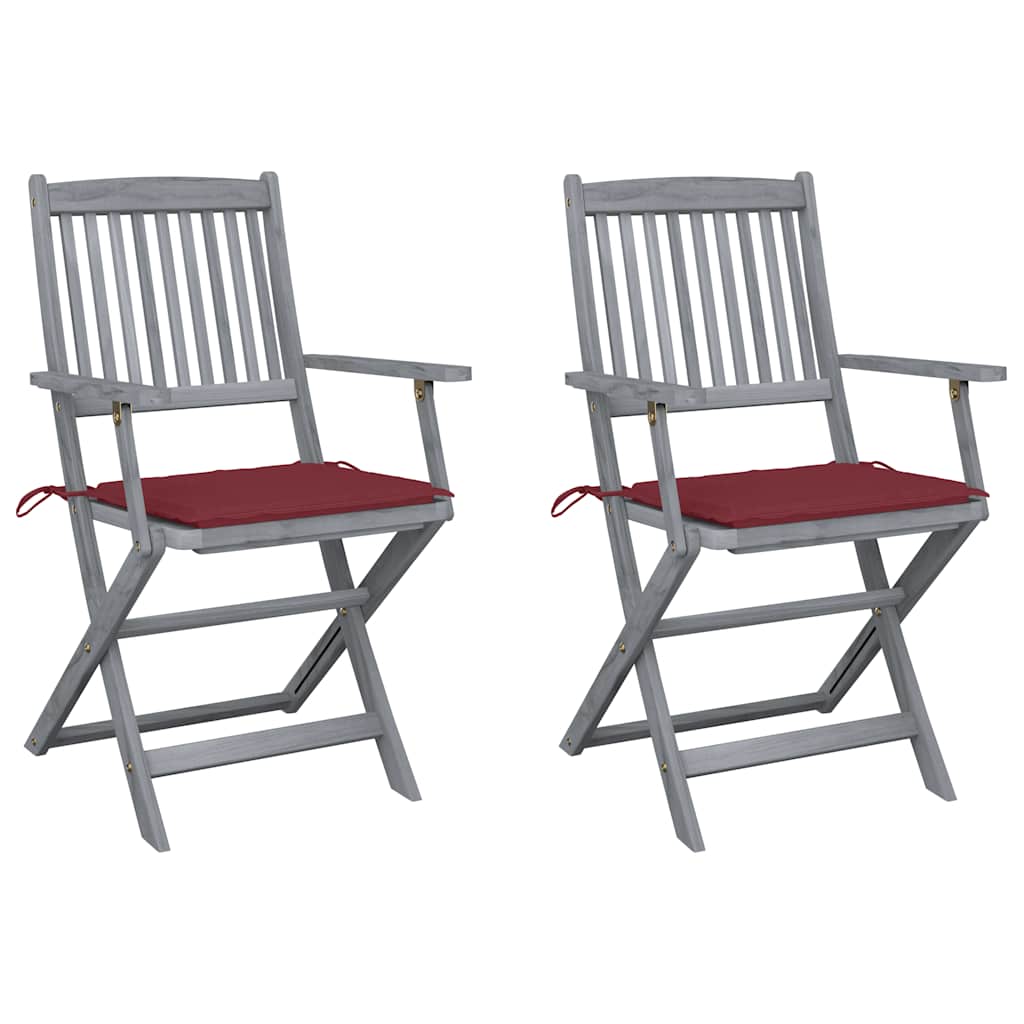 foto del prodotto sedie da giardino pieghevoli 2pz con cuscini in massello acacia cod mxl 6323