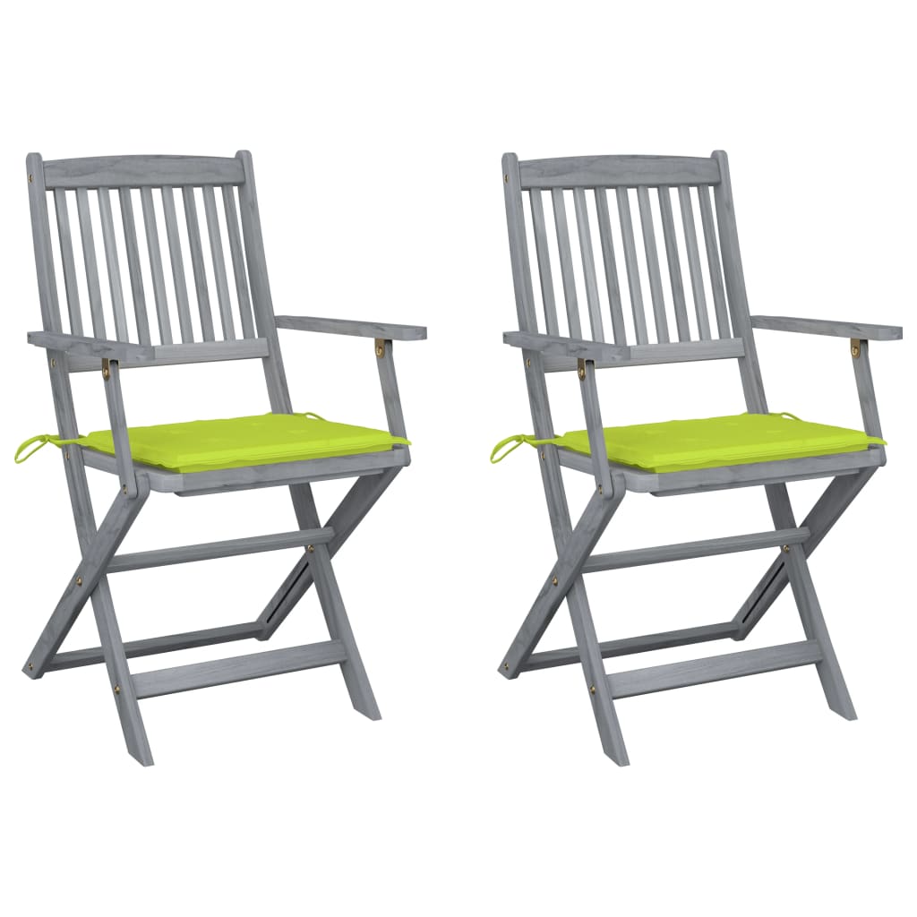 foto del prodotto sedie da giardino pieghevoli 2pz con cuscini in massello acacia cod mxl 6324