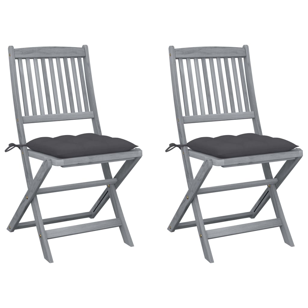 foto del prodotto sedie da giardino pieghevoli 2pz con cuscini in massello acacia cod mxl 6337