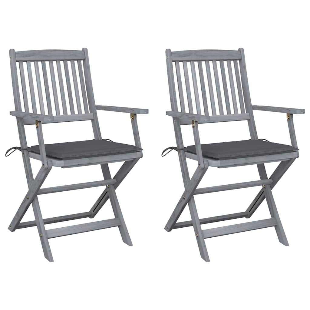 foto del prodotto sedie da giardino pieghevoli 2pz con cuscini in massello acacia cod mxl 8140