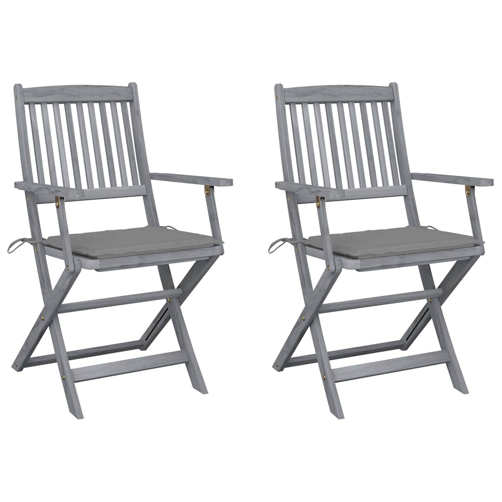 foto del prodotto sedie da giardino pieghevoli 2pz con cuscini in massello acacia cod mxl 8141