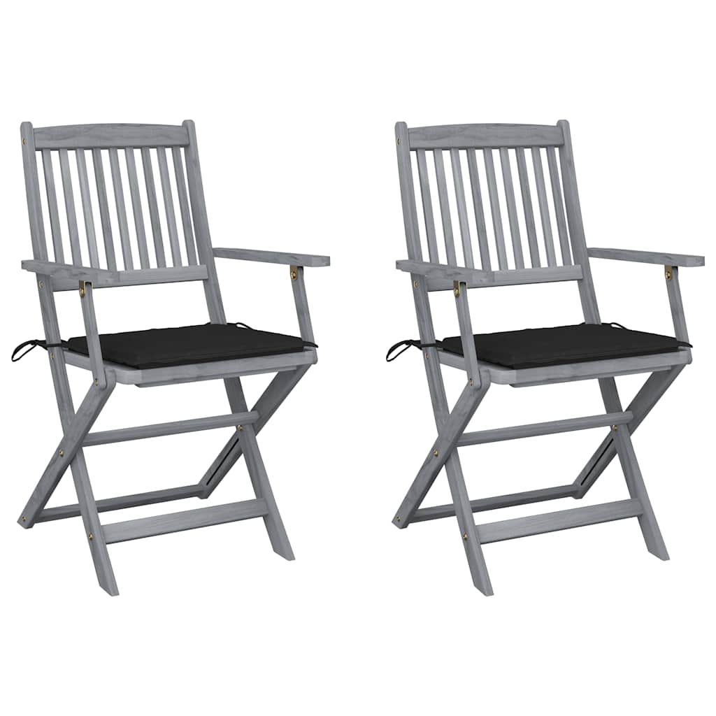 foto del prodotto sedie da giardino pieghevoli 2pz con cuscini in massello acacia cod mxl 8149