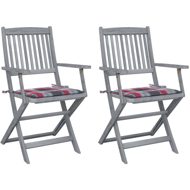 foto del prodotto sedie da giardino pieghevoli 2pz con cuscini in massello acacia vidaxl 689880