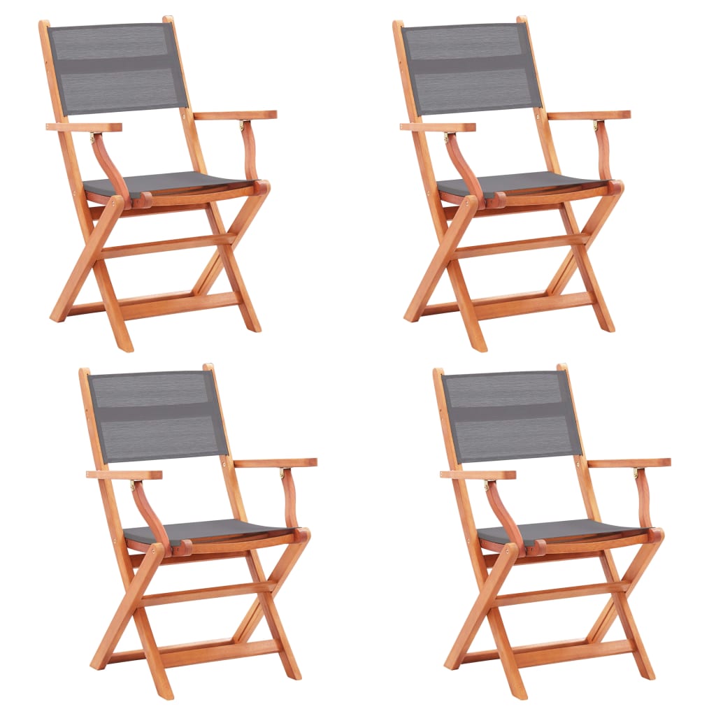 foto del prodotto sedie da giardino pieghevoli 4 pz grigio eucalipto e textilene cod mxl 43323