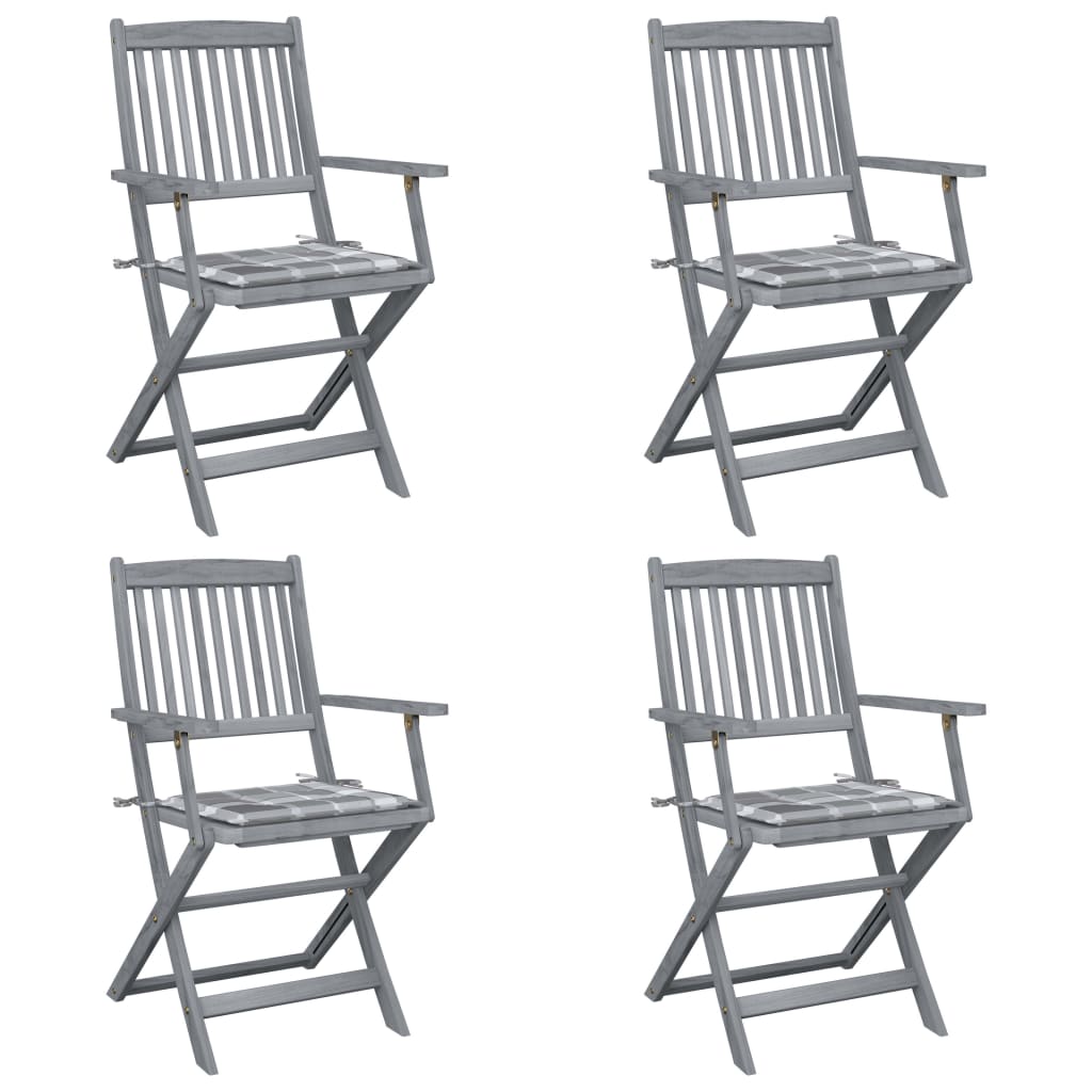 foto del prodotto sedie da giardino pieghevoli 4pz con cuscini in massello acacia