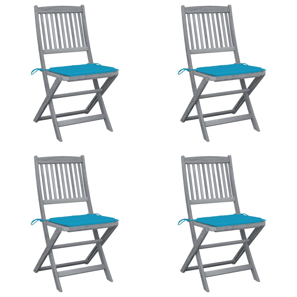 foto del prodotto sedie da giardino pieghevoli 4pz con cuscini in massello acacia cod mxl 6343