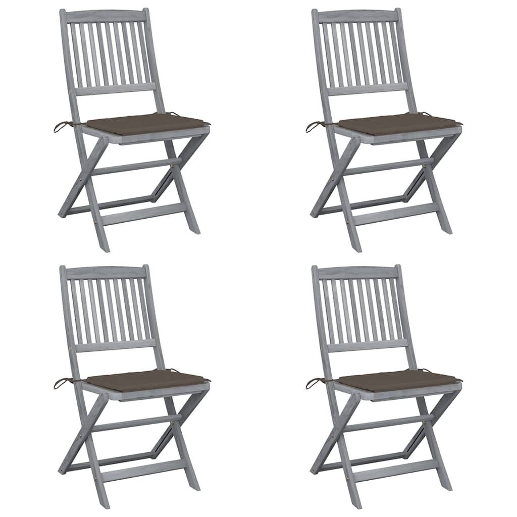 foto del prodotto sedie da giardino pieghevoli 4pz con cuscini in massello acacia cod mxl 6344