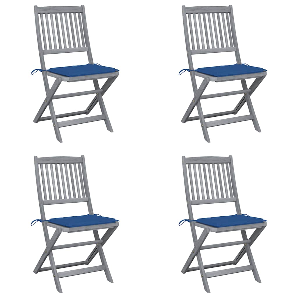 foto del prodotto sedie da giardino pieghevoli 4pz con cuscini in massello acacia cod mxl 6349