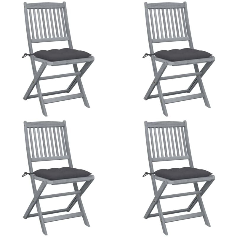 foto del prodotto sedie da giardino pieghevoli 4pz con cuscini in massello acacia cod mxl 6351