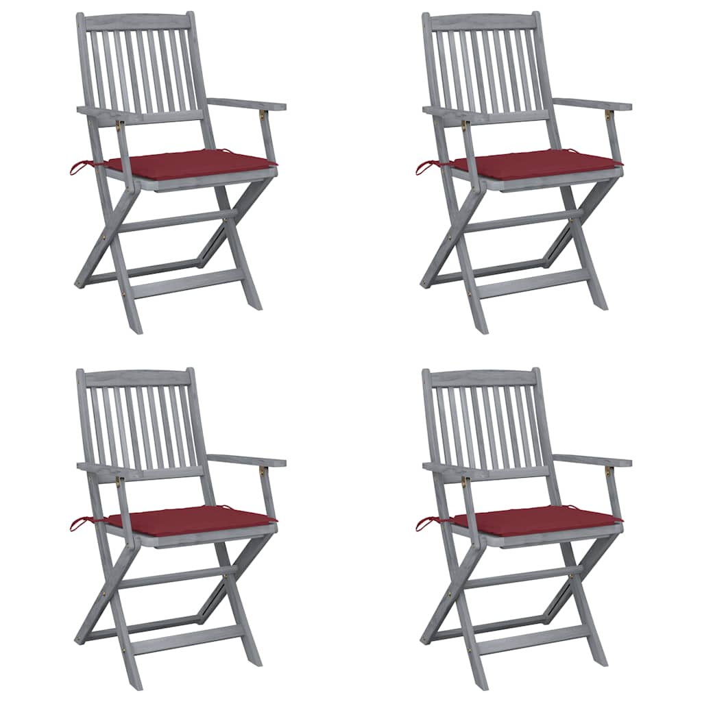foto del prodotto sedie da giardino pieghevoli 4pz con cuscini in massello acacia cod mxl 76014