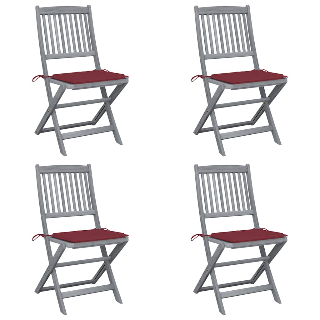 foto del prodotto sedie da giardino pieghevoli 4pz con cuscini in massello acacia cod mxl 76016