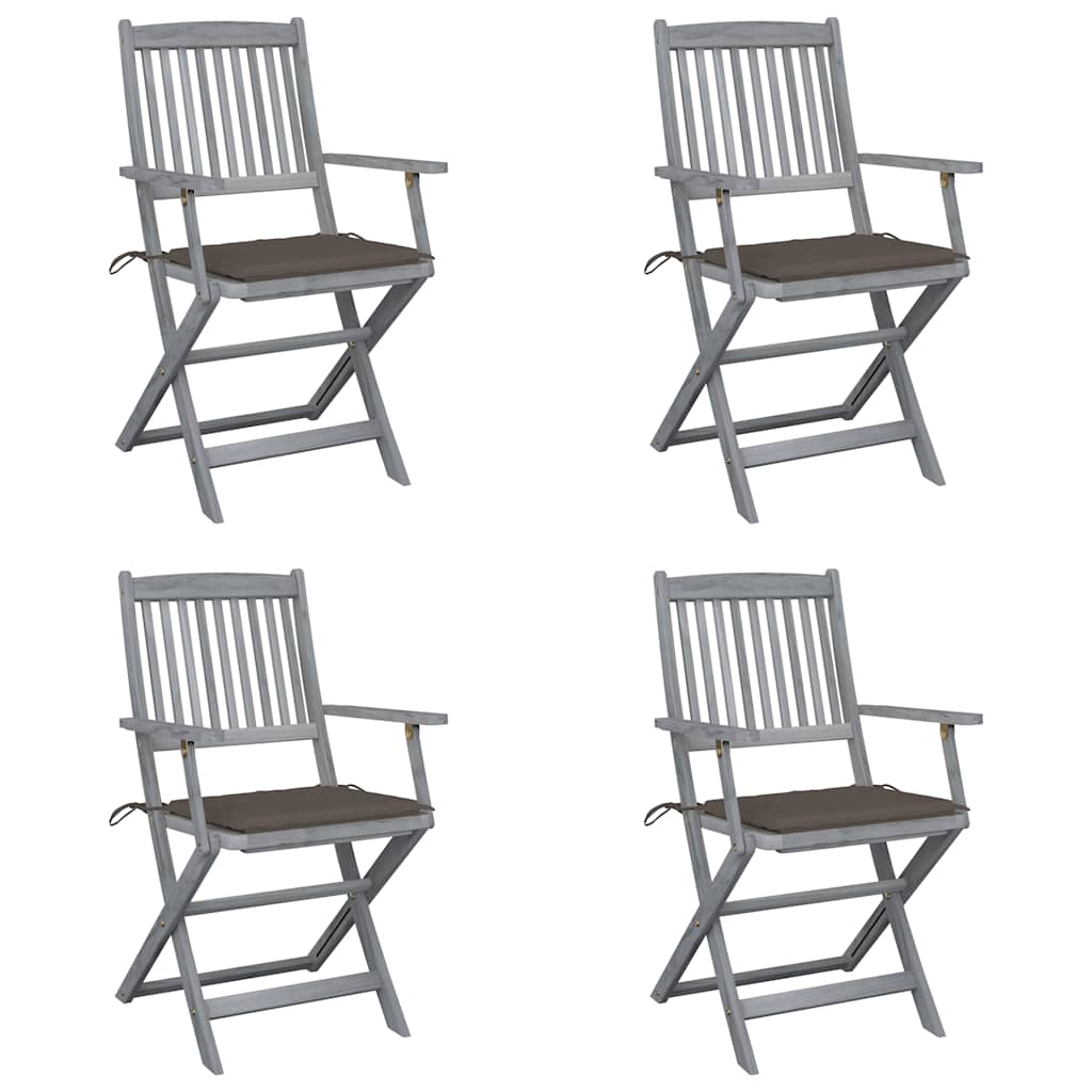 foto del prodotto sedie da giardino pieghevoli 4pz con cuscini in massello acacia cod mxl 8153