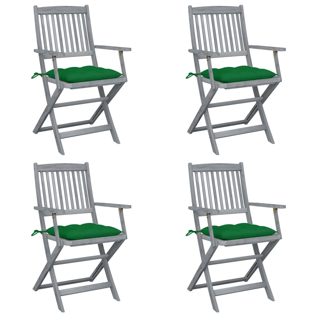foto del prodotto sedie da giardino pieghevoli 4pz con cuscini in massello acacia cod mxl 8155