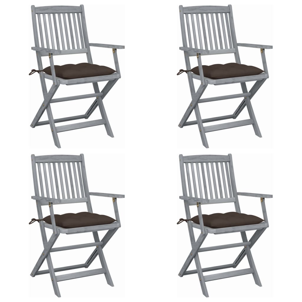 foto del prodotto sedie da giardino pieghevoli 4pz con cuscini in massello acacia cod mxl 8921