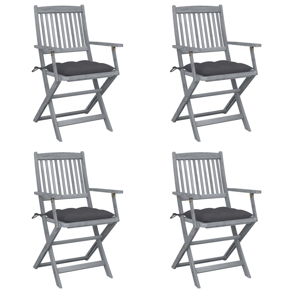 foto del prodotto sedie da giardino pieghevoli 4pz con cuscini in massello acacia cod mxl 9951