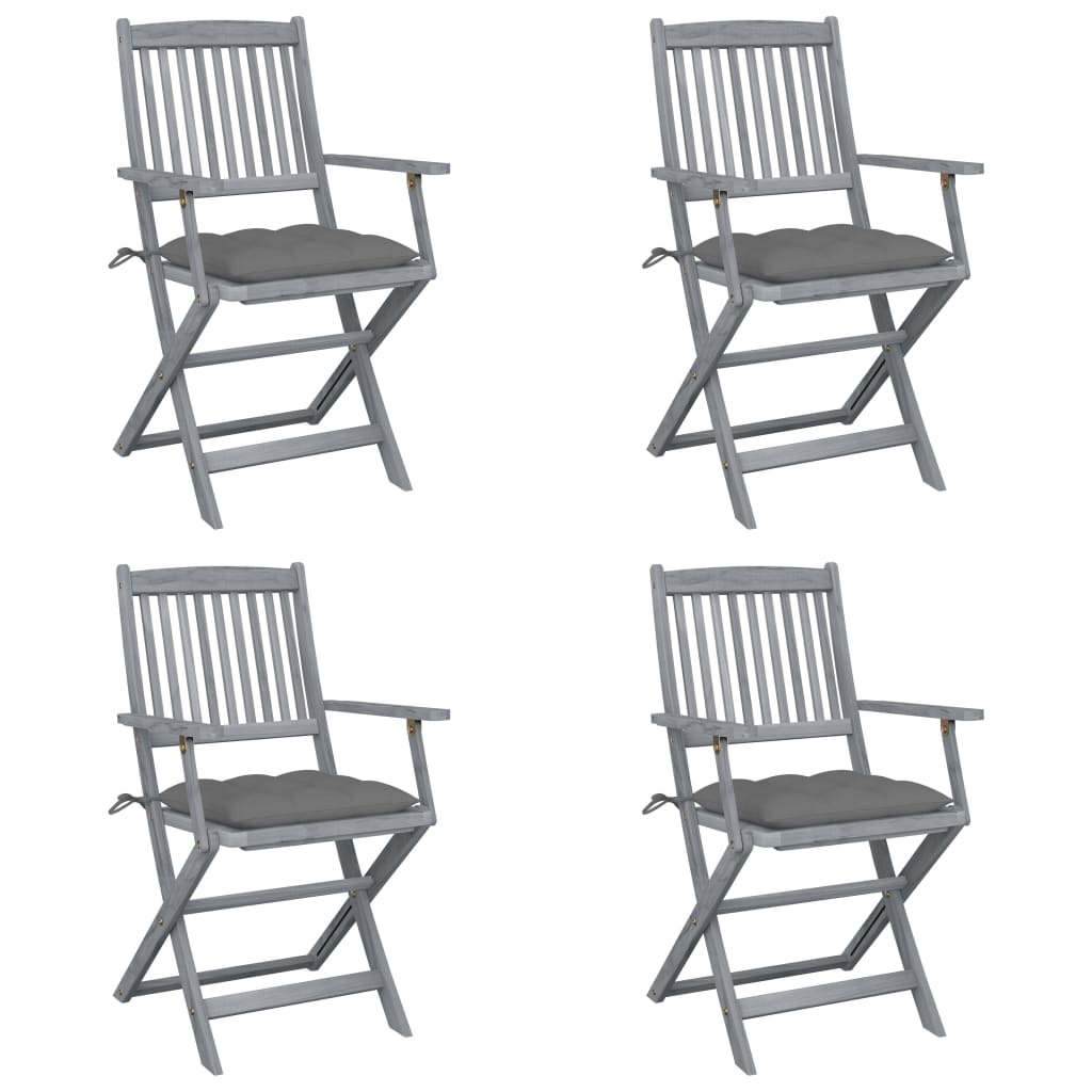 foto del prodotto sedie da giardino pieghevoli 4pz con cuscini in massello acacia cod mxl 9952