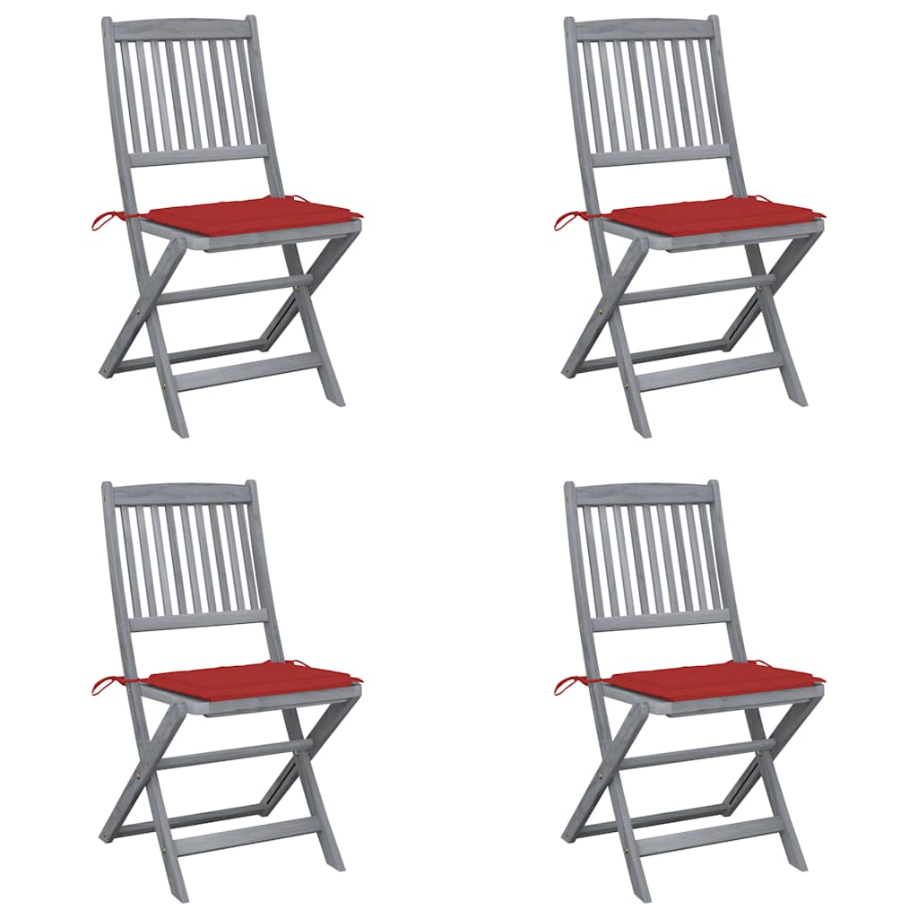 foto del prodotto sedie da giardino pieghevoli 4pz con cuscini in massello acaciacod mxl 93715