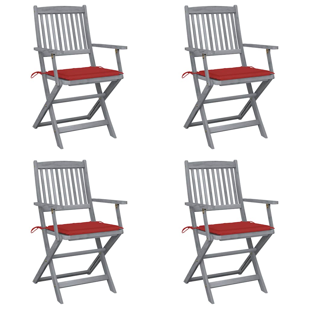 foto del prodotto sedie da giardino pieghevoli 4pz con cuscini in massello acaciacod mxl 93716