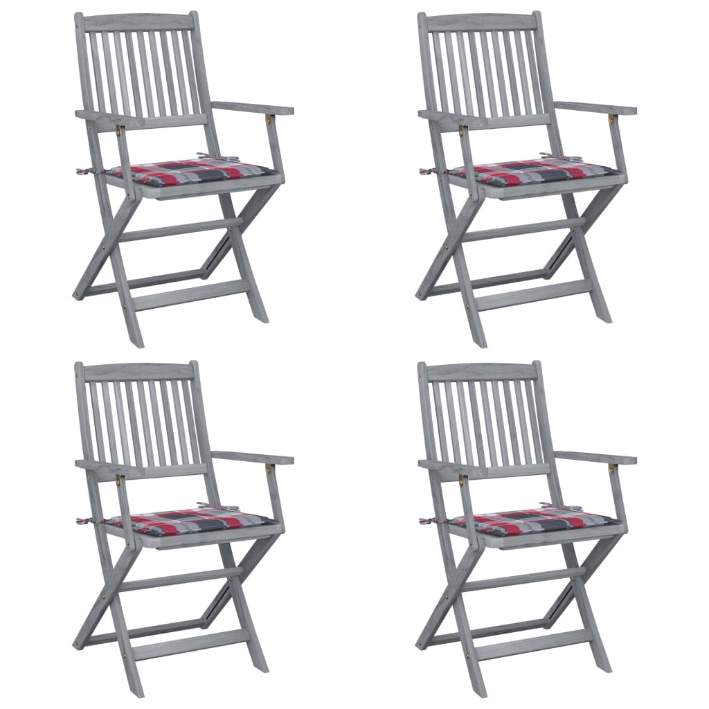foto del prodotto sedie da giardino pieghevoli 4pz con cuscini in massello acaciacod mxl 93719