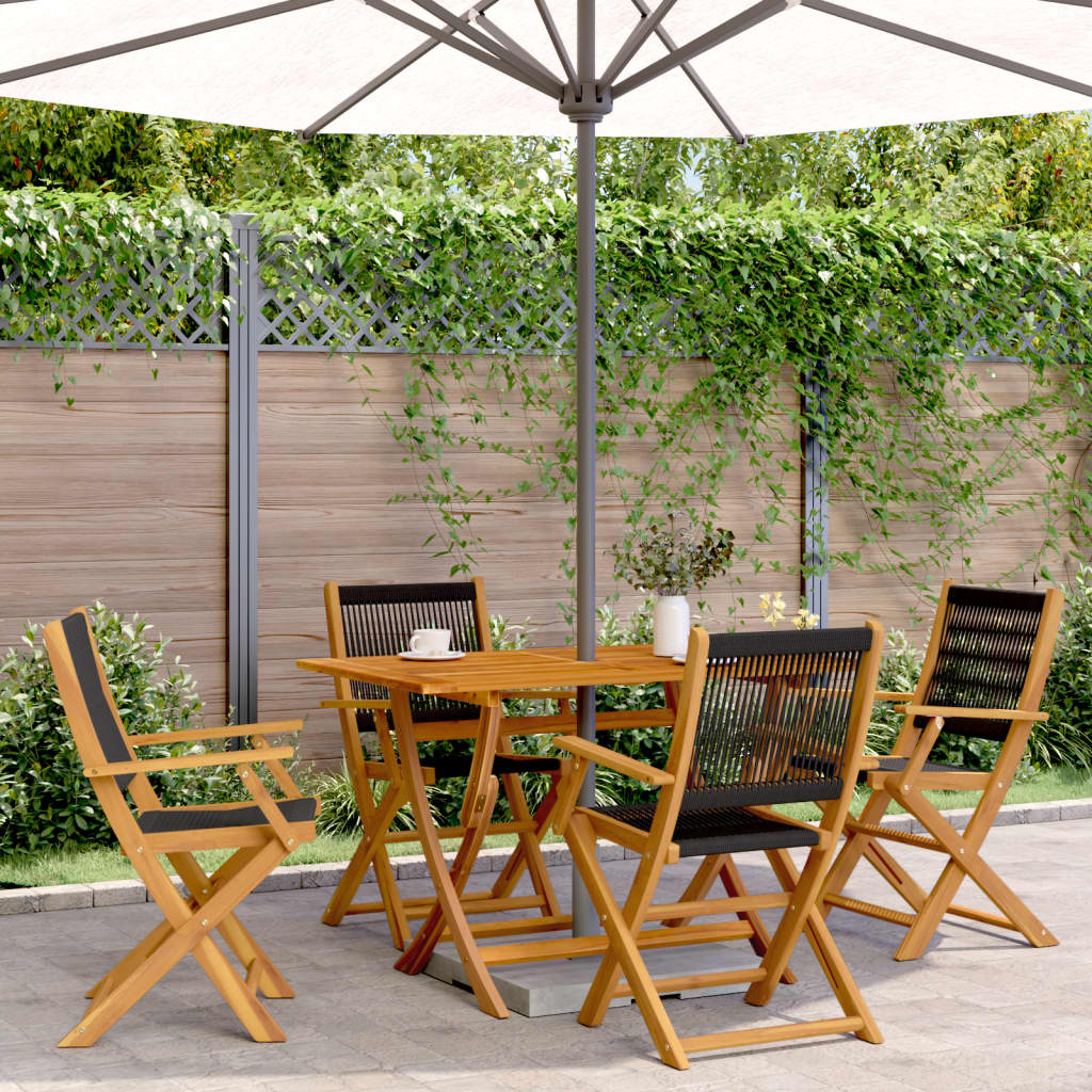 foto del prodotto sedie da giardino pieghevoli 4pz nere legno massello di acacia