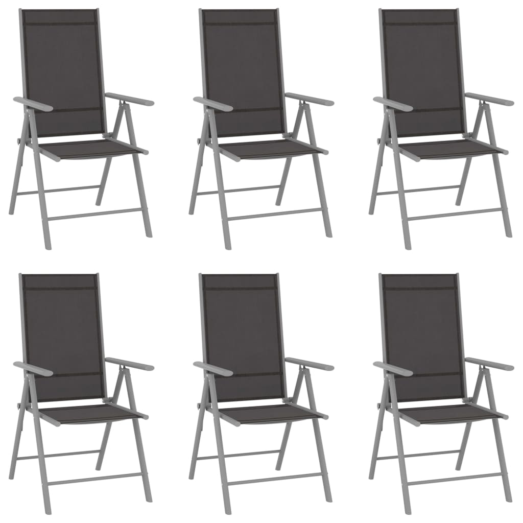 foto del prodotto sedie da giardino pieghevoli 6 pz in textilene nere cod mxl 43301