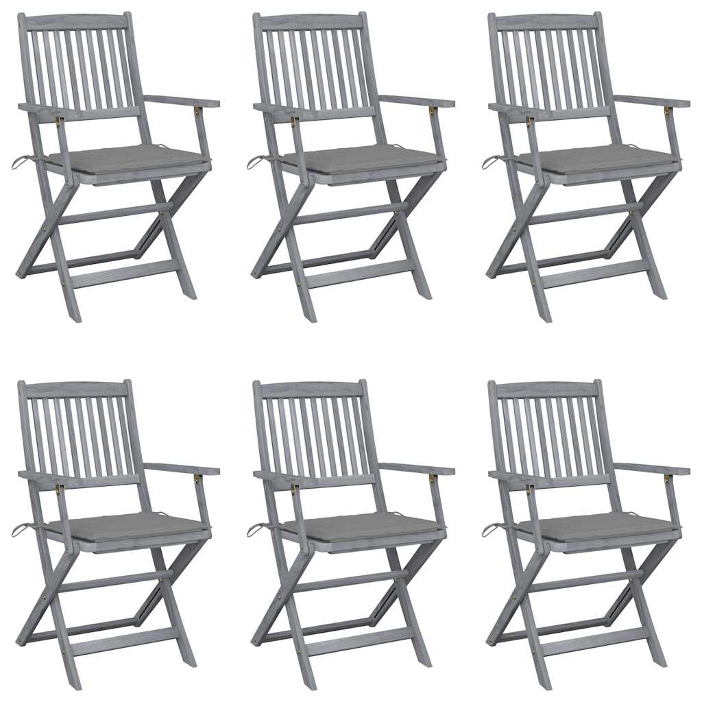 foto del prodotto sedie da giardino pieghevoli 6pz con cuscini in massello acacia cod mxl 6458