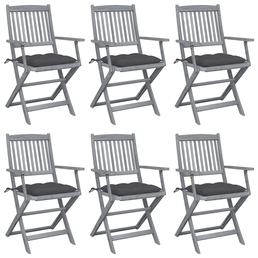 foto del prodotto sedie da giardino pieghevoli 6pz con cuscini in massello acacia cod mxl 6481