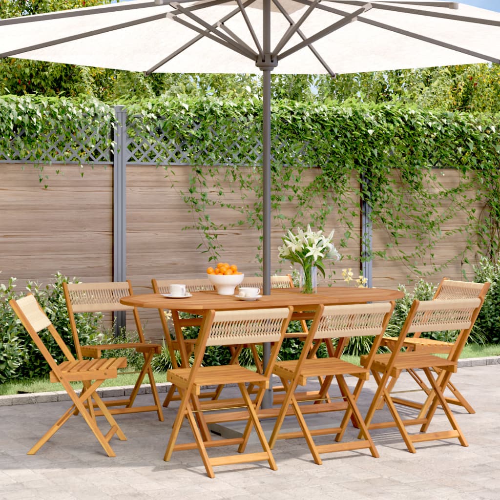 foto del prodotto sedie da giardino pieghevoli 8pz beige legno massello di acacia