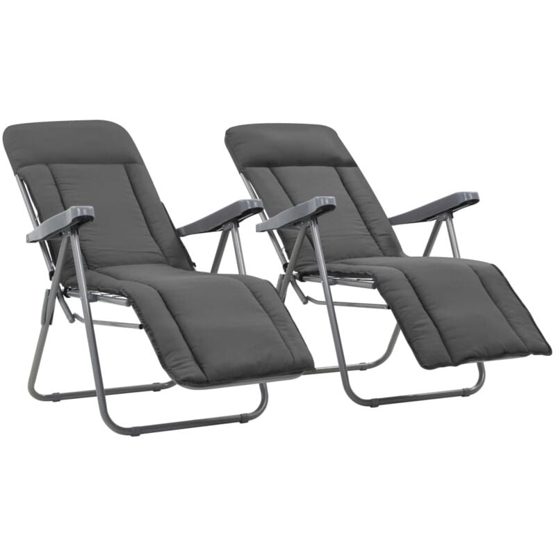 foto del prodotto sedie da giardino pieghevoli con cuscino 2 pz grigio - vidaxl
