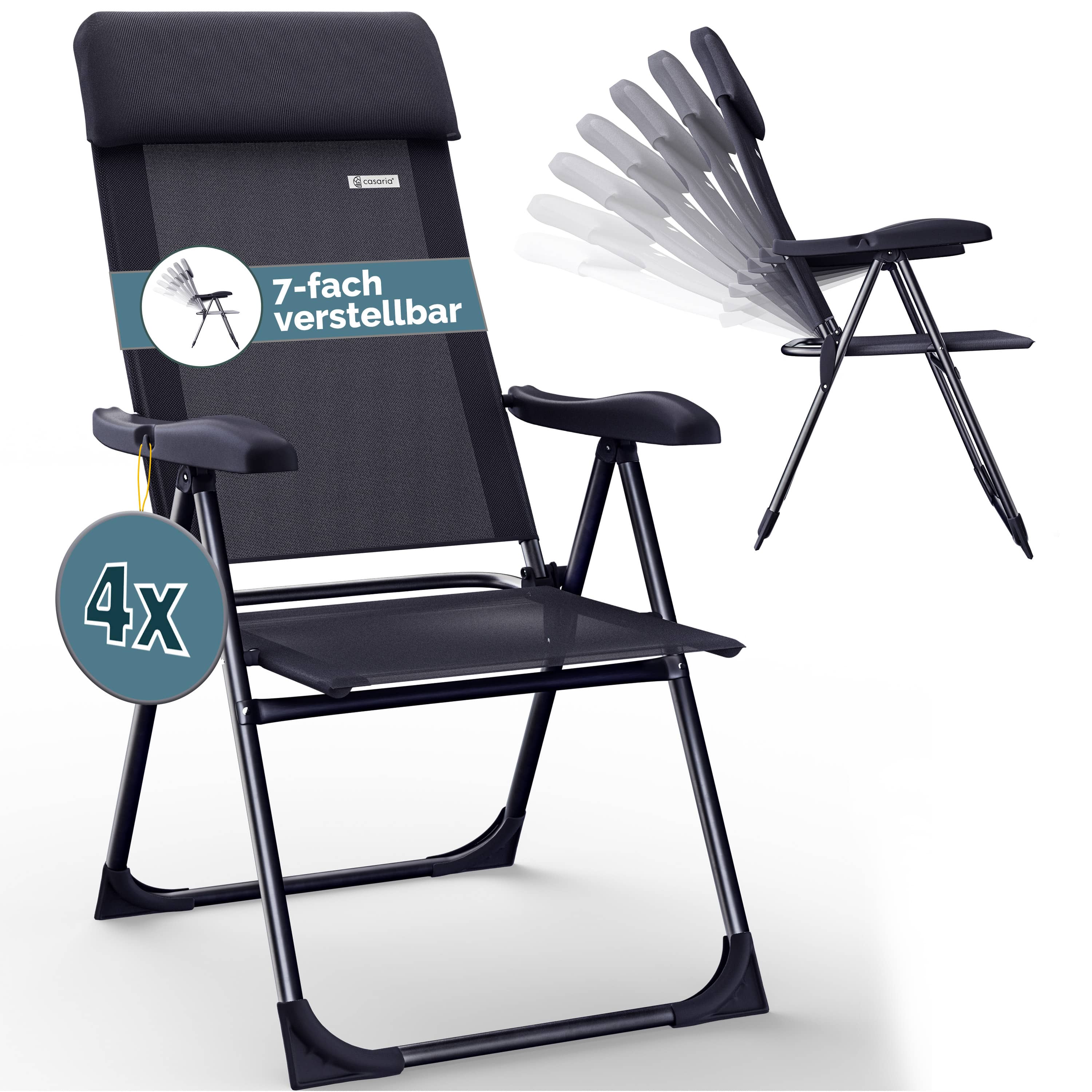 foto del prodotto sedie da giardino pieghevoli set da 4 alluminio antracite