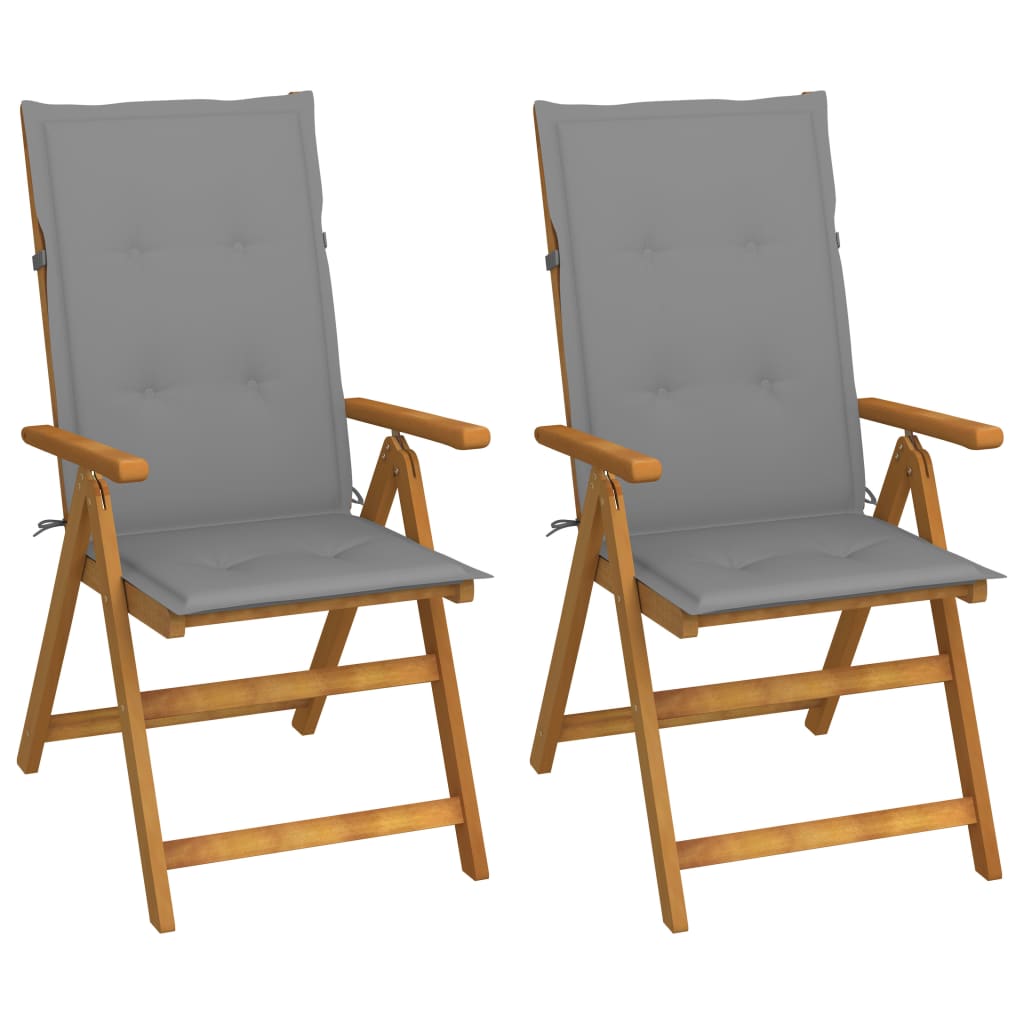 foto del prodotto sedie da giardino reclinabili 2 pz con cuscini massello acacia cod mxl 24380